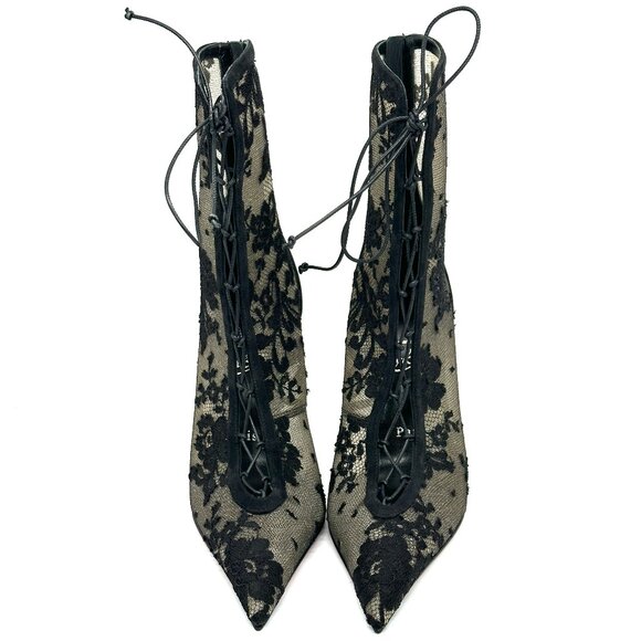 Christian Louboutin KM LACE BOOTY 100 Corset Leather Bootie Boots Heels - Picture 7 of 16